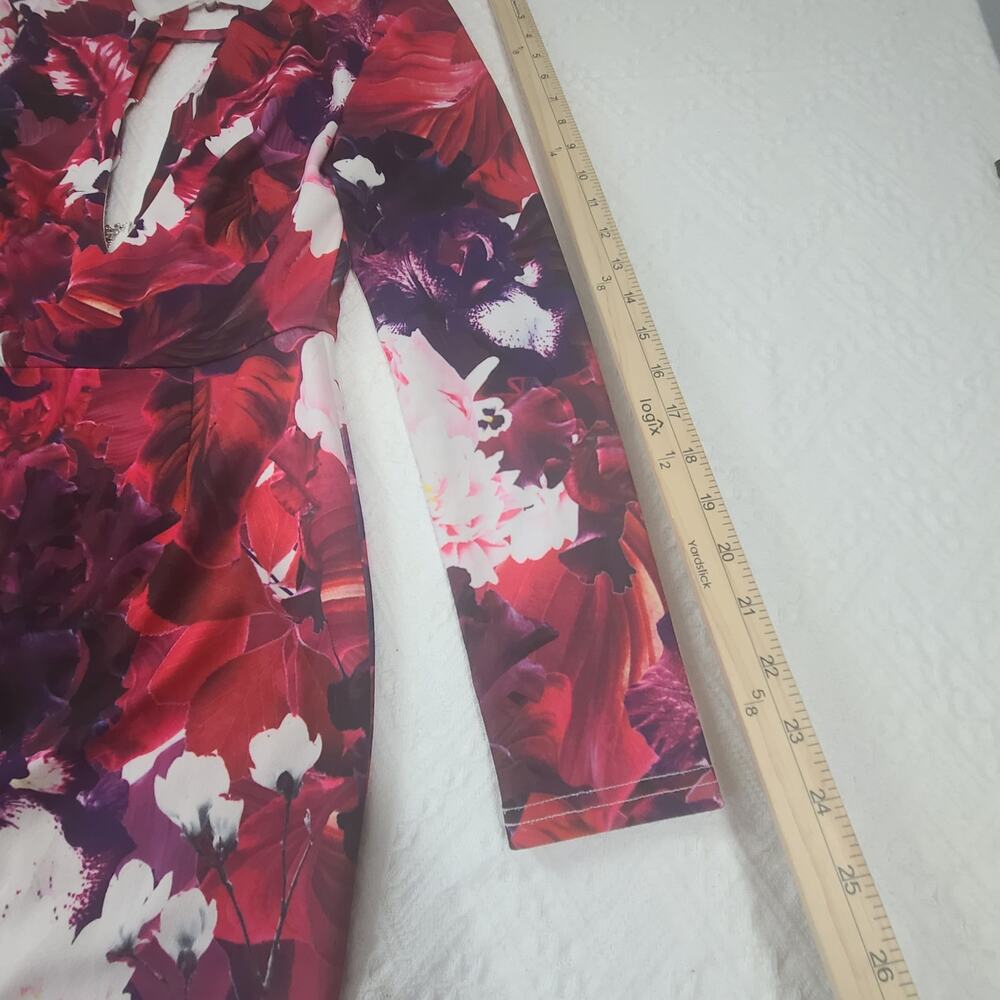 Party cocktail Homecoming Floral Bodycon Mini Dress Size M plunge Neck HOCO - Picture 7 of 12